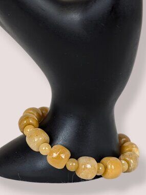 Yellow Calcite Beaded Stretch Bracelet
